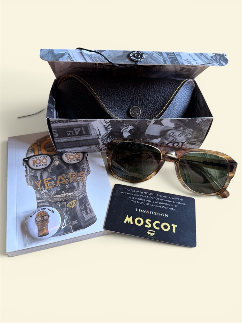 MOSCOT SECHEL SUN Straw/Brown Handcrafted  Italian Acetate Sunglasses 👓